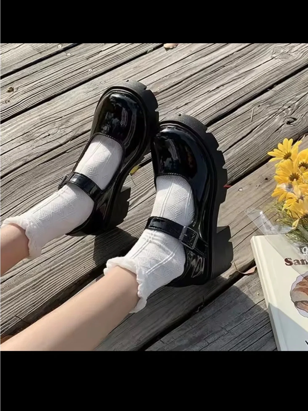 Black Patent Mary Jane Chunky Platform Heels – Size 38